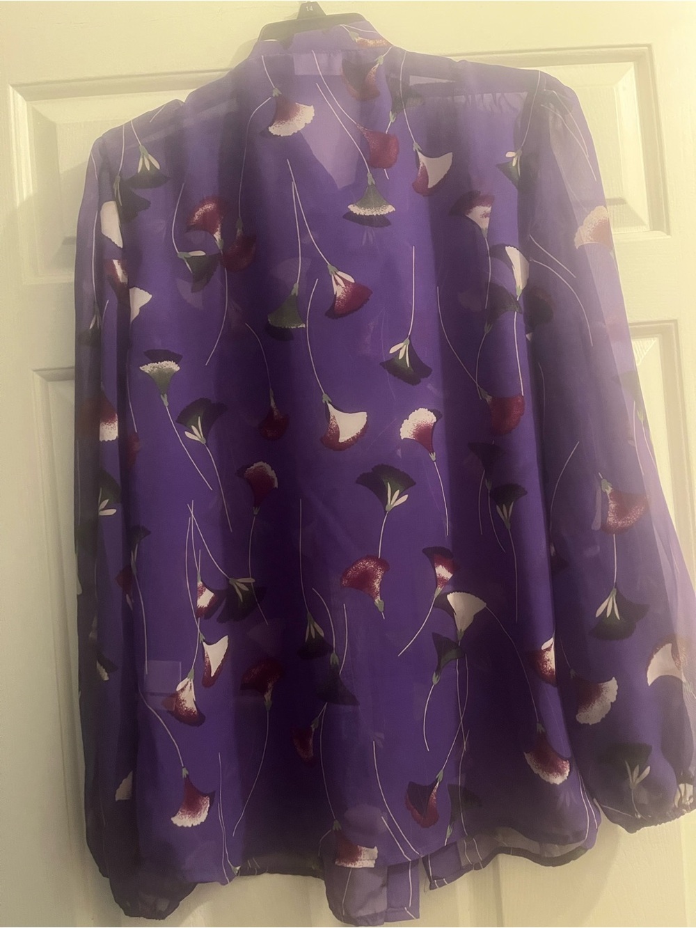 eva mendes for New York & Company Purple Floral Tie-Neck Blouse - Picture 4 of 4
